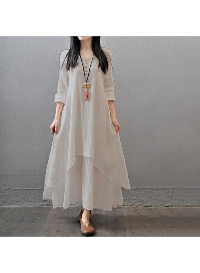 Casual Summer Casual Women's Two-Layer Dress BT225CREAM12